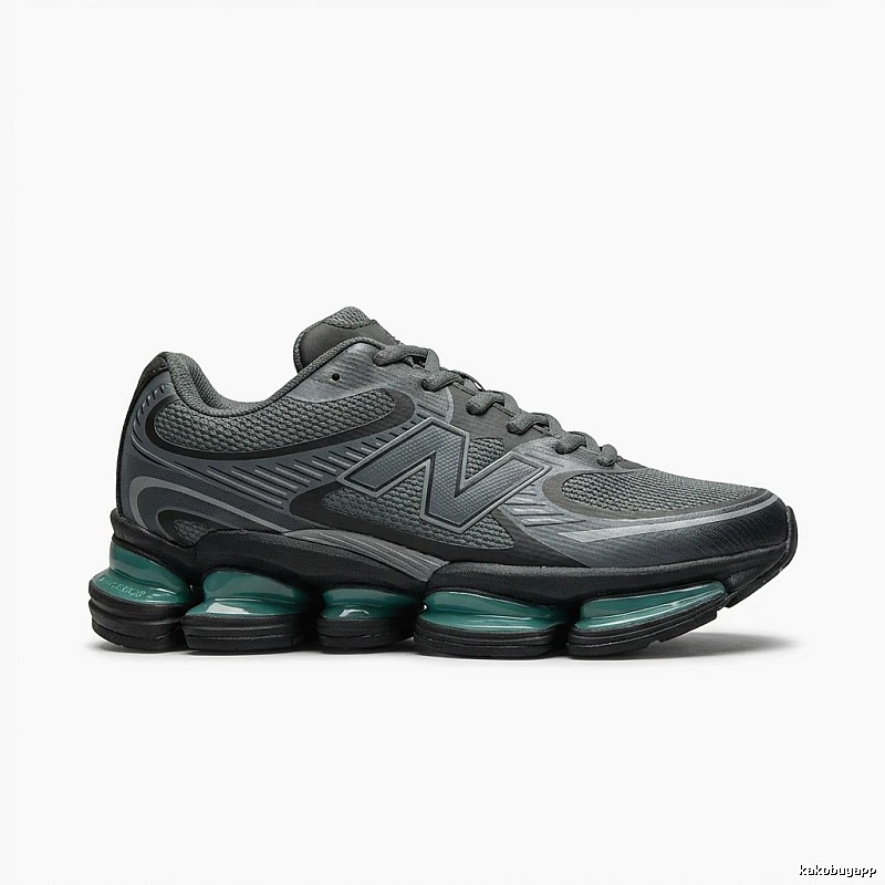 New Balance retro-style gray-green sports shoes