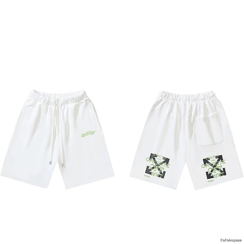 Off-White 008 style white trendy brand shorts