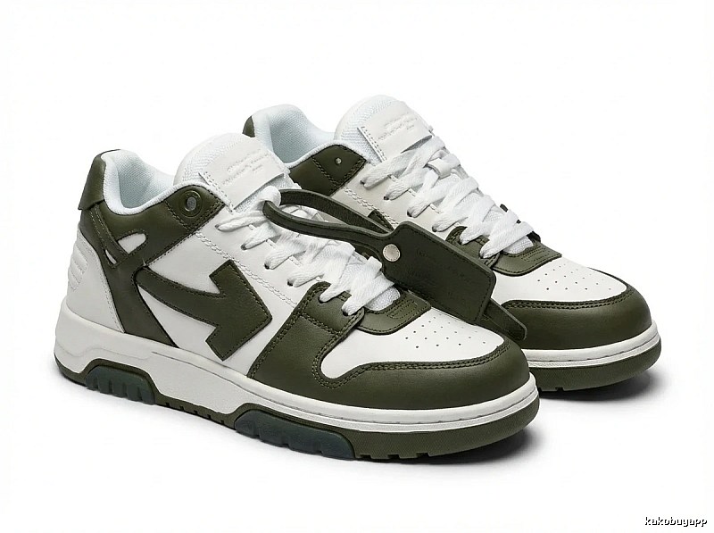 Off-White casual style white and green sports shoes