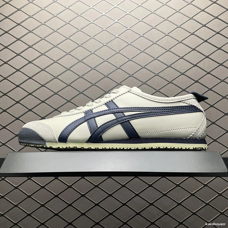 Onitsuka Tiger Low-Top Sneakers, White and Navy and Retro Court Shape