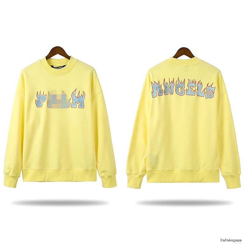 Palm Angels Flame Trendy Brand Yellow Sweatshirt