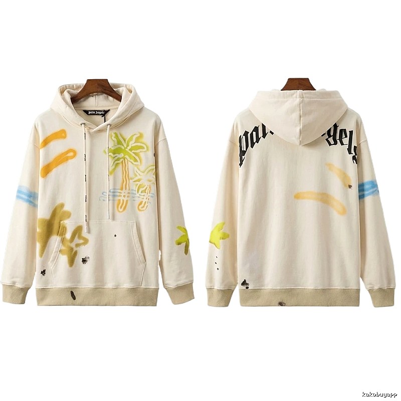 Palm Angels Graffiti Style White Hoodie