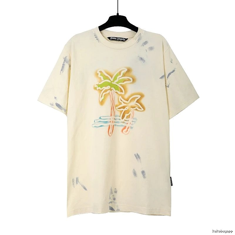 Palm Angels Statement Logo T-shirt White Palm Tree for Outdoor Plans