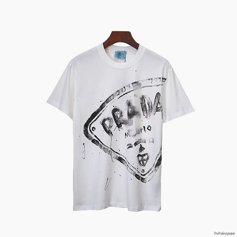 Prada Graffiti Print Street Style White T-Shirt