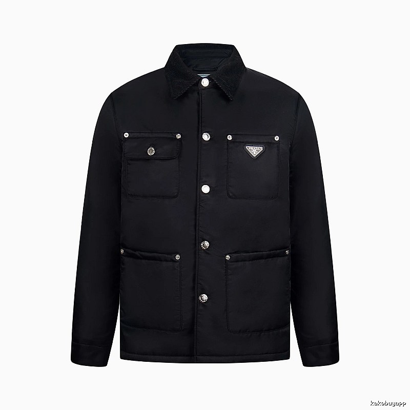 Prada Layering Utility Work Jacket with triangle logo
