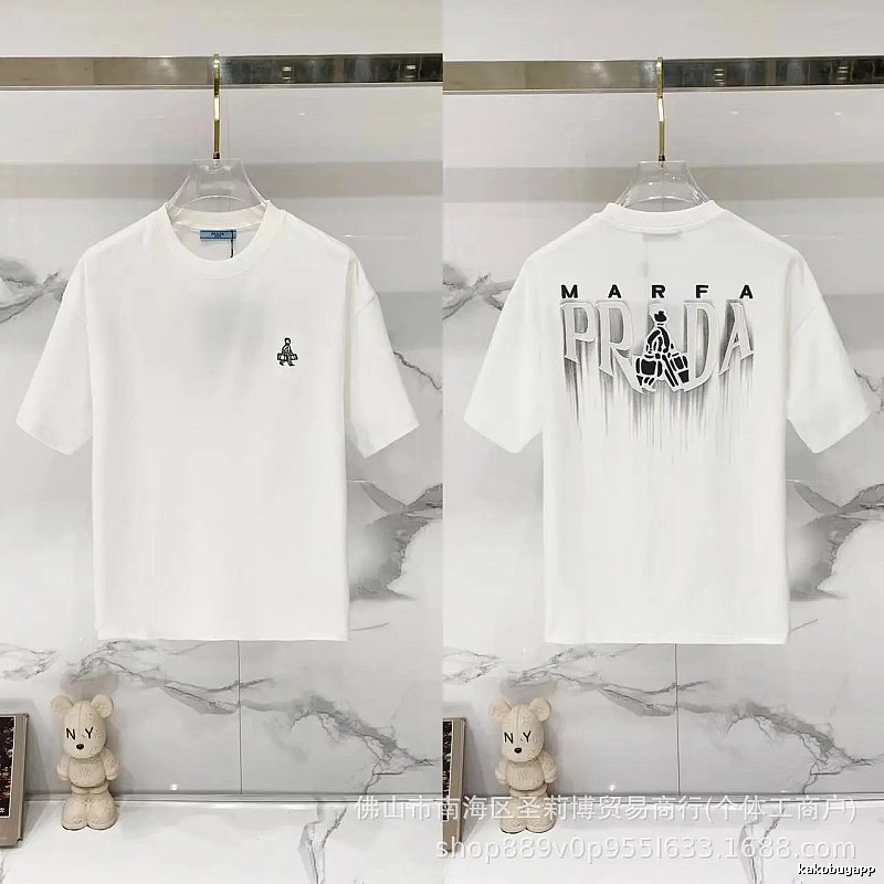 Prada MARFA Streetwear Style White Short-Sleeve T-Shirt