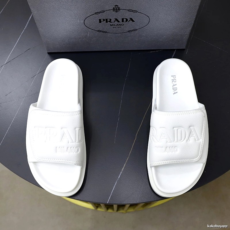 Prada Milan Collection Minimalist Style White Slides