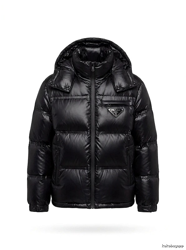 Prada triangle logo black down jacket