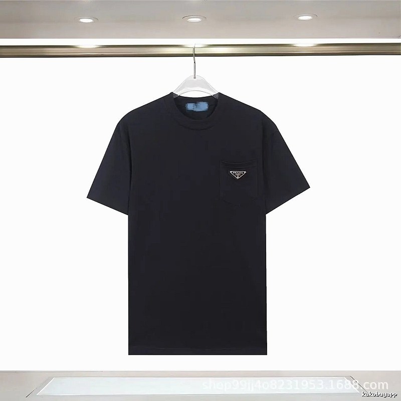 Prada Triangle Logo Minimalist Style Black Short-sleeve T-shirt