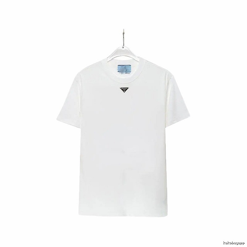 Prada Triangle Logo Minimalist Style White T-Shirt