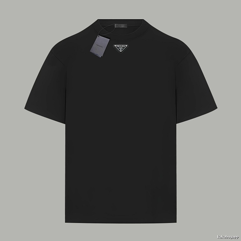 Prada Triangular Logo Simple Black T-shirt