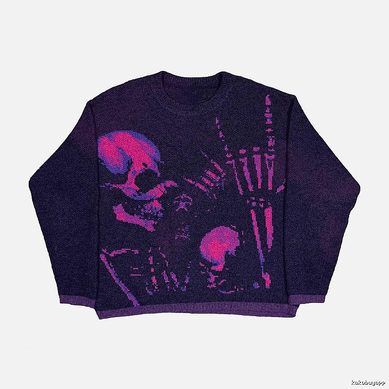 Premium Style Anime graphic sweater Black Knit Top for Resort Outfits