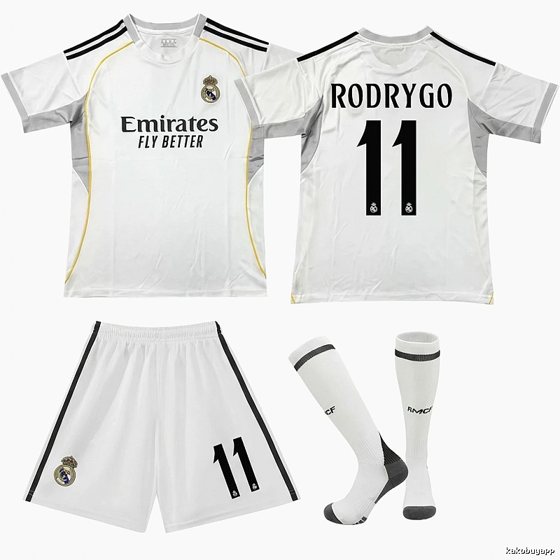 Real Madrid home white football kit set