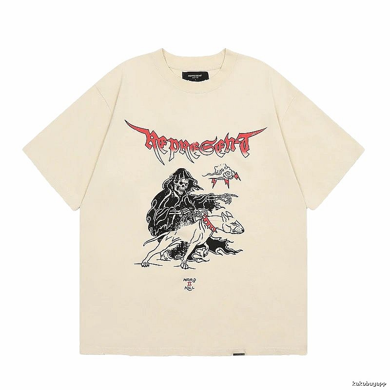 Represent Grim Reaper Print Vintage High Street Beige T-Shirt