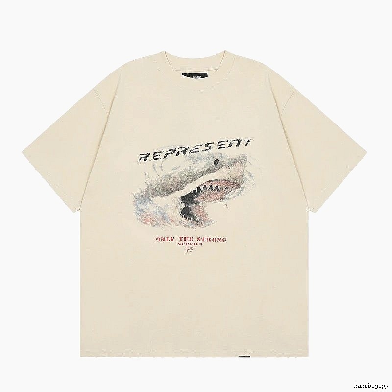 Represent Shark Print Vintage Beige T-Shirt
