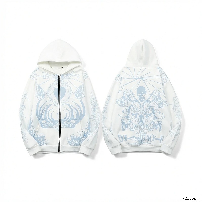 Revenge Skull Print White Hoodie