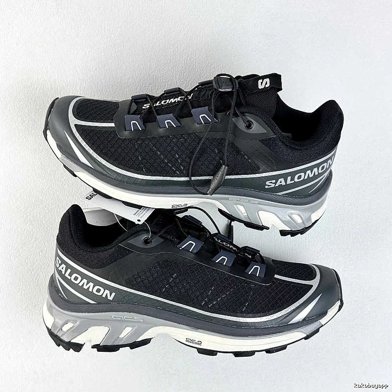 Salomon Black and Gray Trail Sneakers with Quick-Lace Style Cords