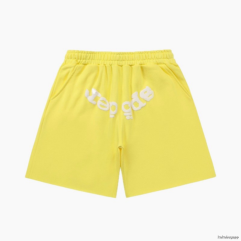 Sp5der casual style yellow shorts