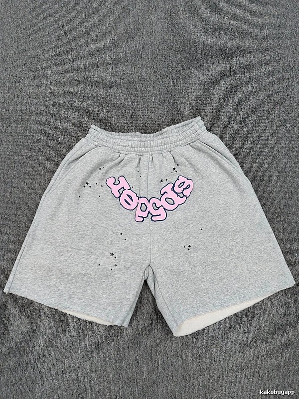 Sp5der Printed Street Style Grey Shorts