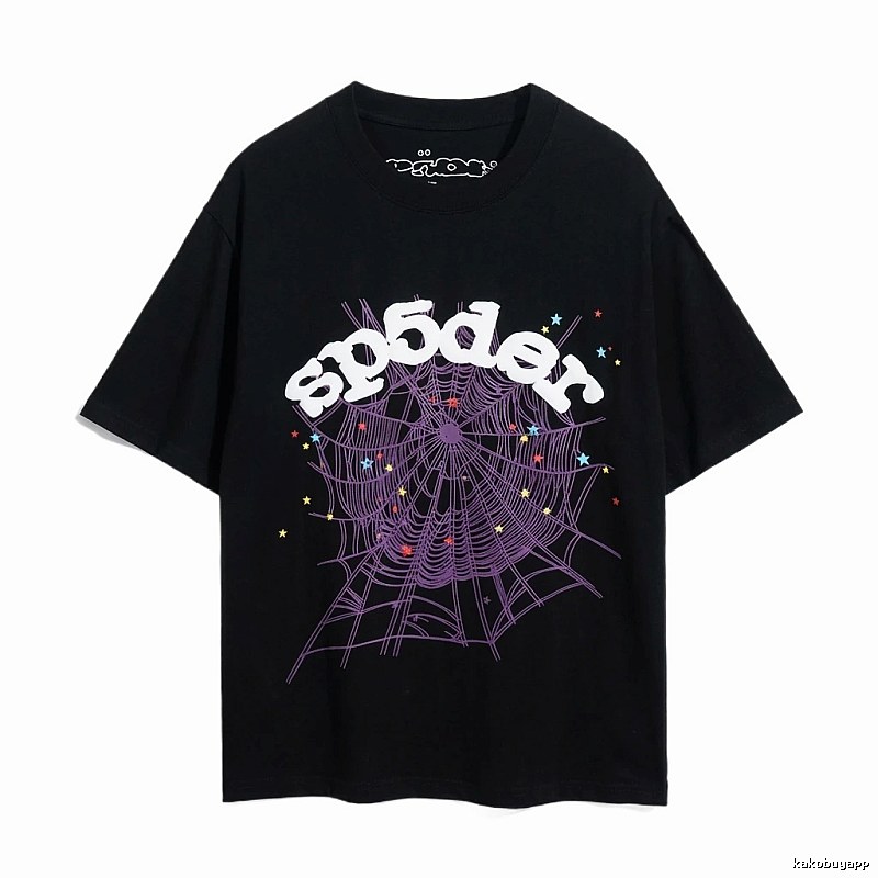 Sp5der Spider Web Print Black Trendy T-shirt