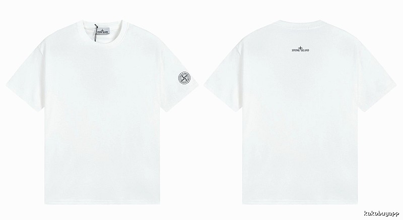 Stone Island Badge Minimalist Style White Short-sleeve T-shirt