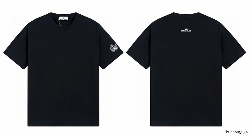 Stone Island Badge Techwear Style Black Short Sleeve T-Shirt