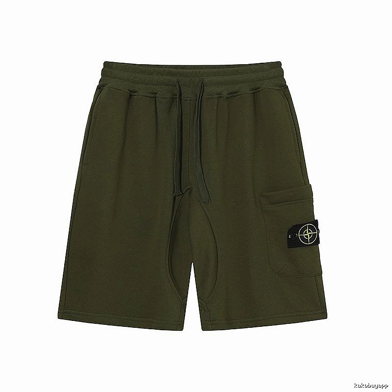 Stone Island Classic Functional Style Army Green Casual Shorts