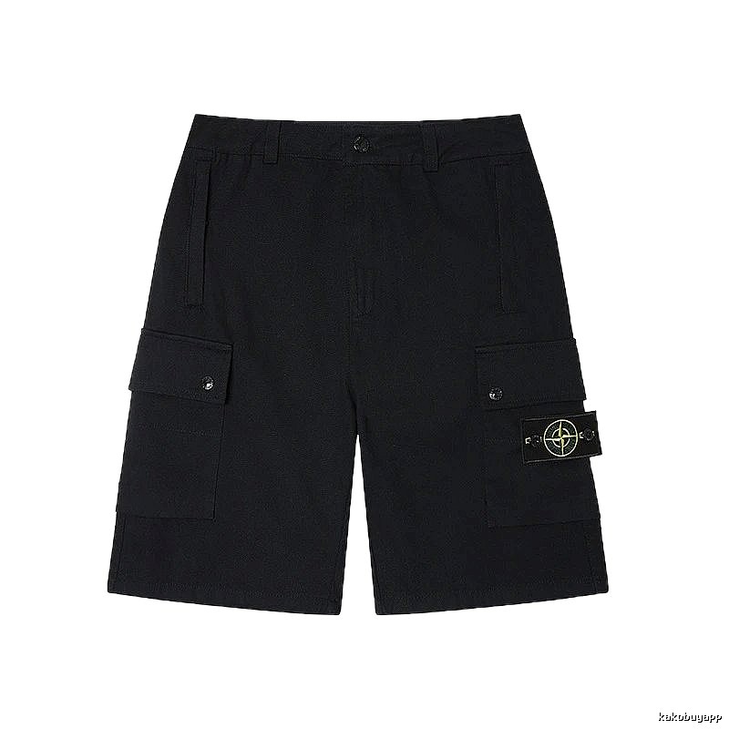 Stone Island Classic Techwear Style Black Cargo Shorts