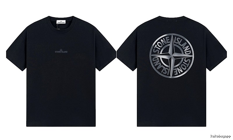 Stone Island Compass Collection Street Style Black T-Shirt
