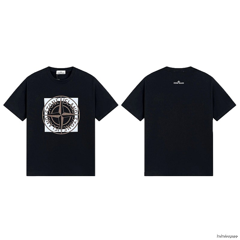 Stone Island Compass Print Street Style Black T-Shirt