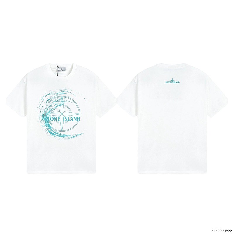 Stone Island Compass Print Street Style White T-Shirt