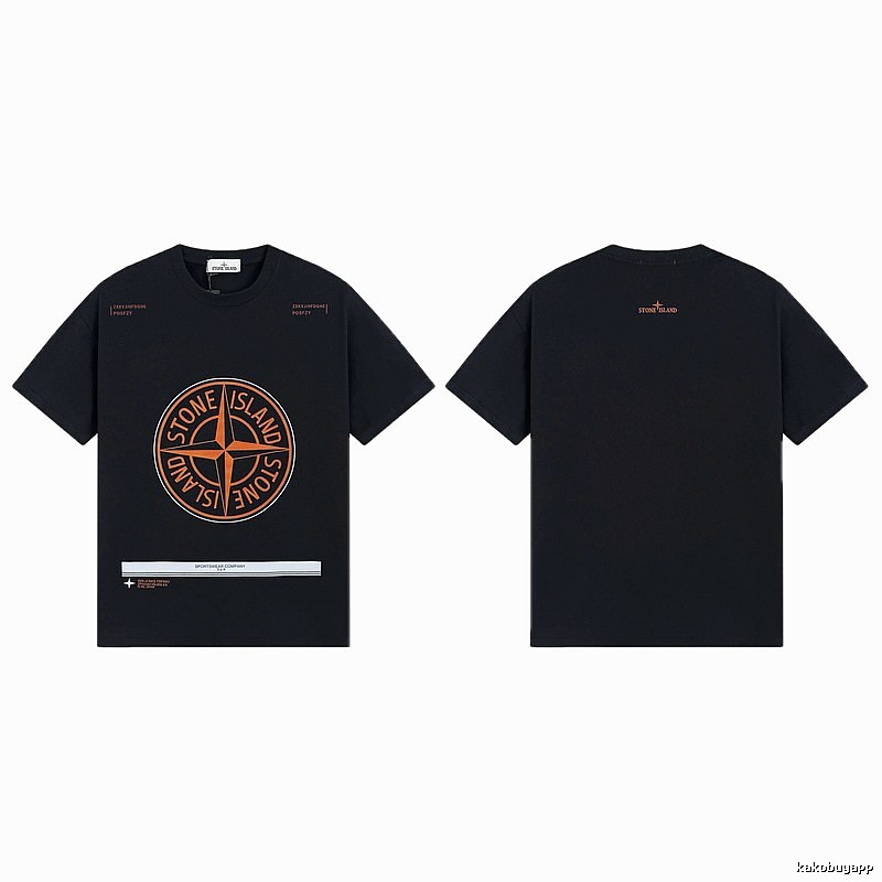 Stone Island Compass Techwear Style Black Short Sleeve T-Shirt