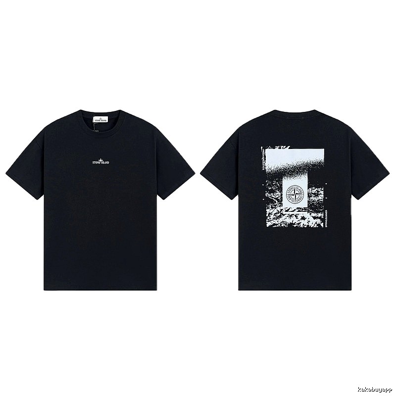 Stone Island Printed Functional Style Black Short Sleeve T-Shirt