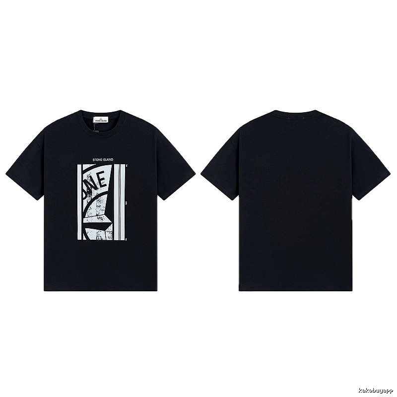 Stone Island Printed Street Style Black T-shirt