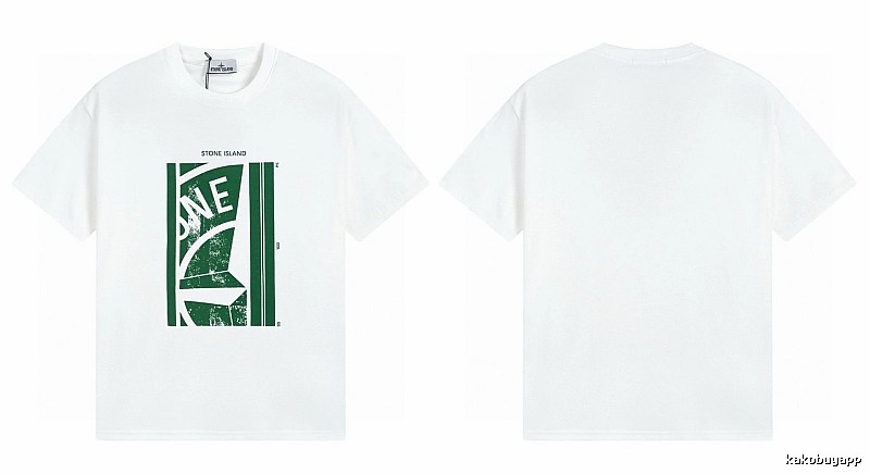 Stone Island Printed Street Style White Short Sleeve T-Shirt