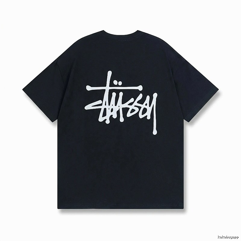 Stussy basic street style black T-shirt