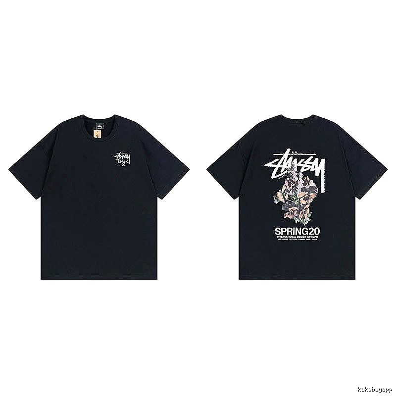 Stussy Black Spider Graphic T-Shirt Warm Weather Logo