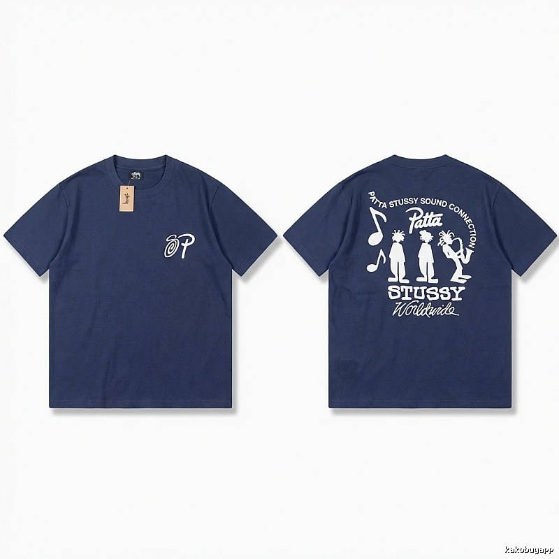 Stussy Co-branded Hip-hop Style Navy Blue T-shirt