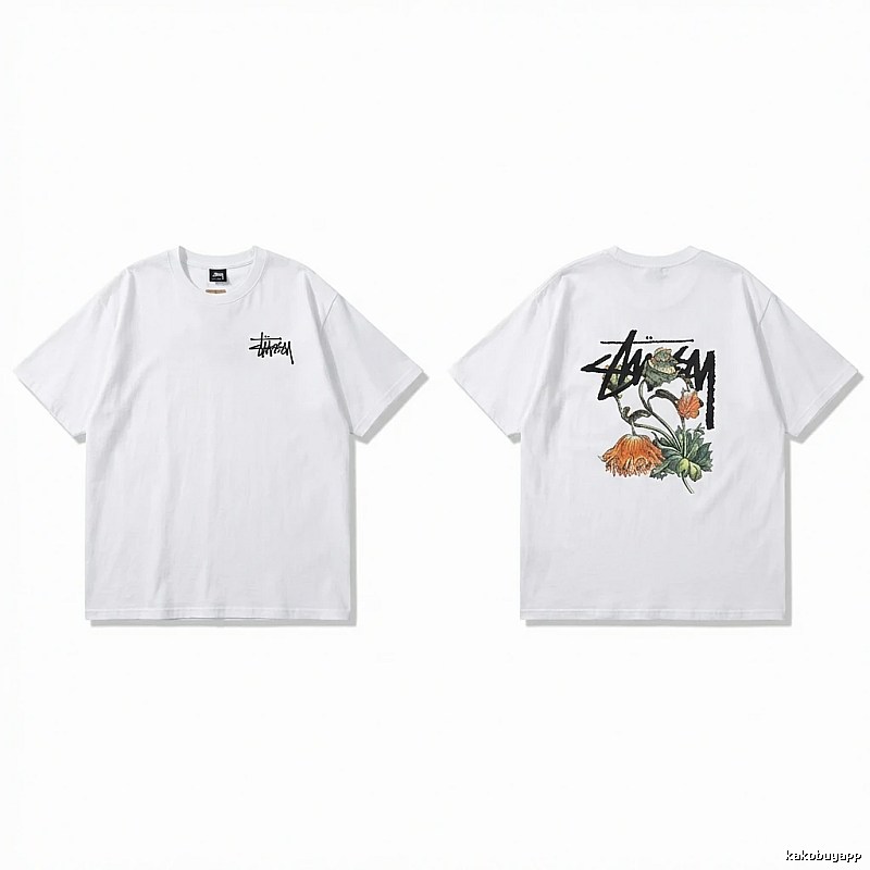 Stussy Floral Print White T-shirt
