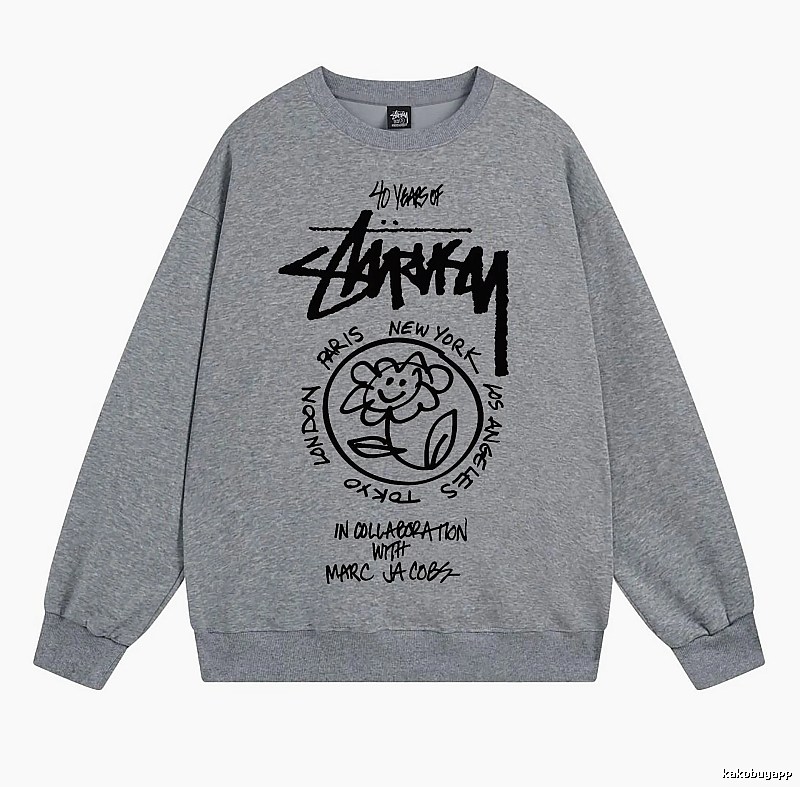 Stussy Gray Style 539 Graphic SweatShirt Minimal Look