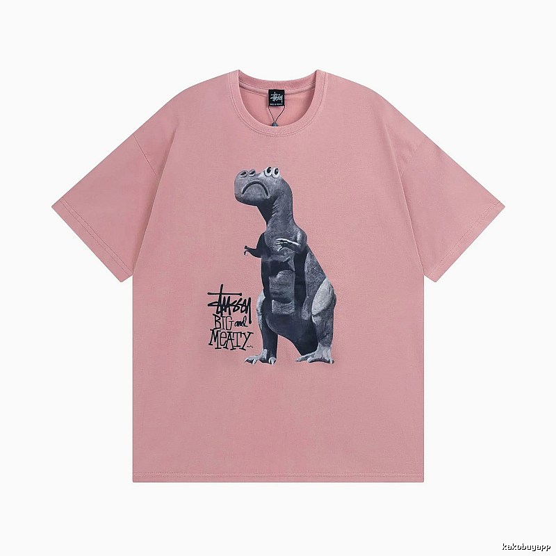 Stussy Pink Spider Graphic T-Shirt Easy Pairing Logo