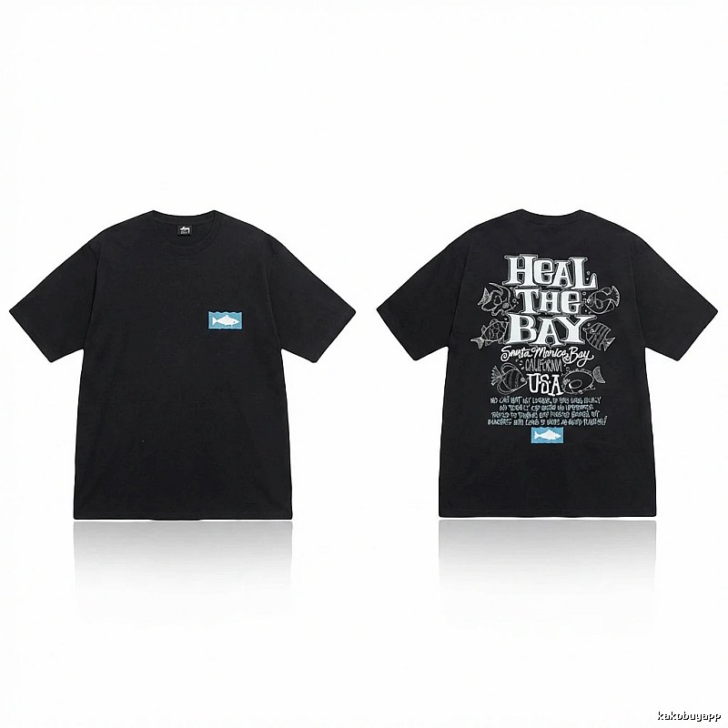Stussy retro-style black short-sleeve