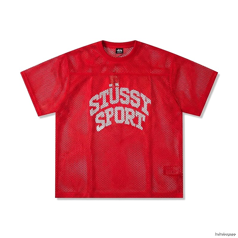 Stussy Sport series red trendy short-sleeved shirt.