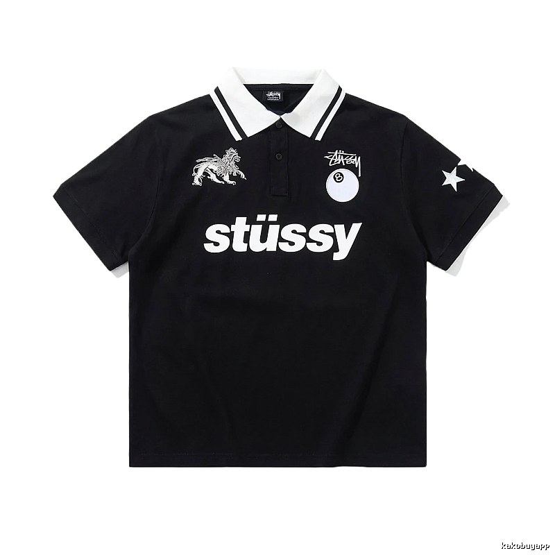 Stussy Trendy Style Black Polo Shirt