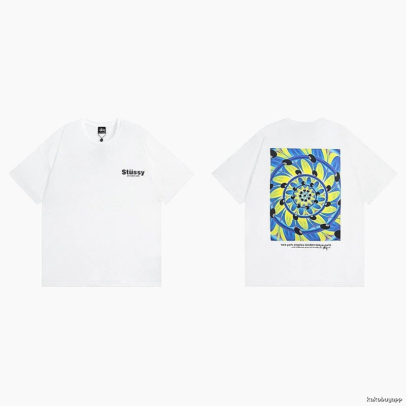 Stussy White Spider Graphic T-Shirt Clean Finish Logo