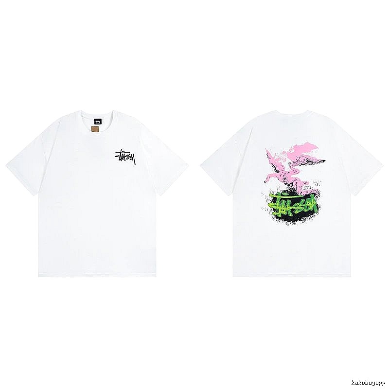 Stussy White Spider Graphic T-Shirt Commuter Look Logo