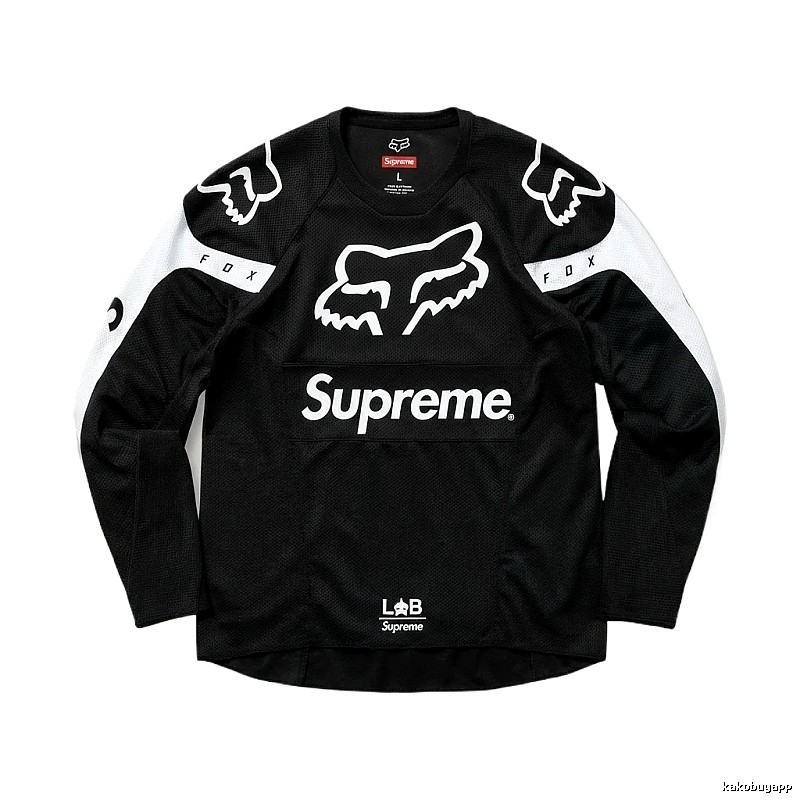 Supreme black and white trendy long-sleeved shirt