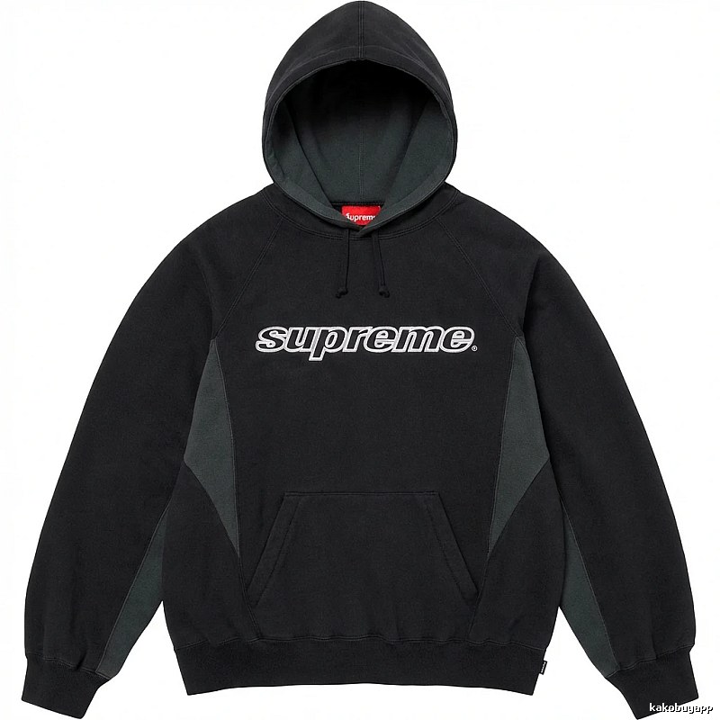 Supreme patchwork-style black hoodie