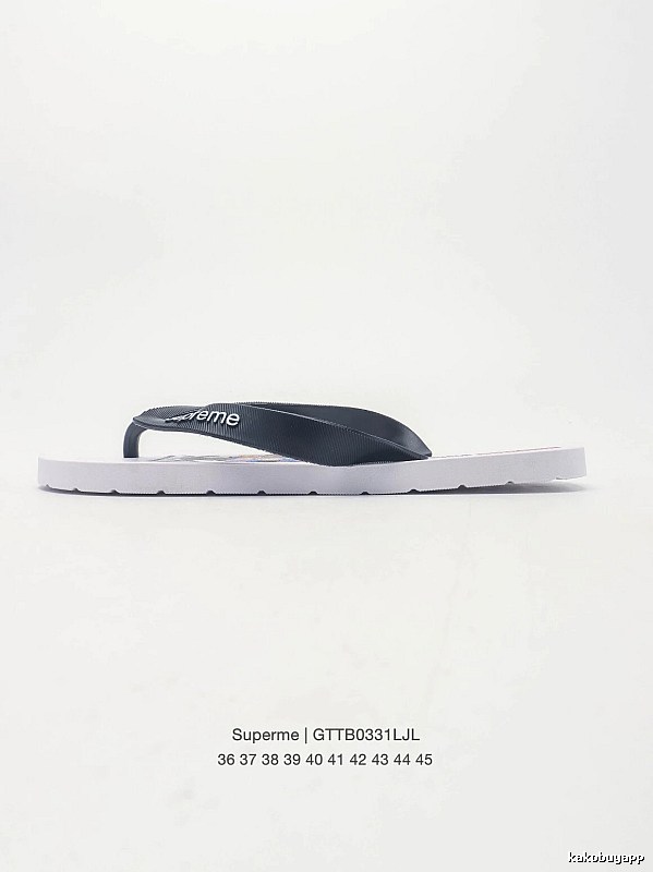 Supreme Street Fashion Black and White Flip-Flops