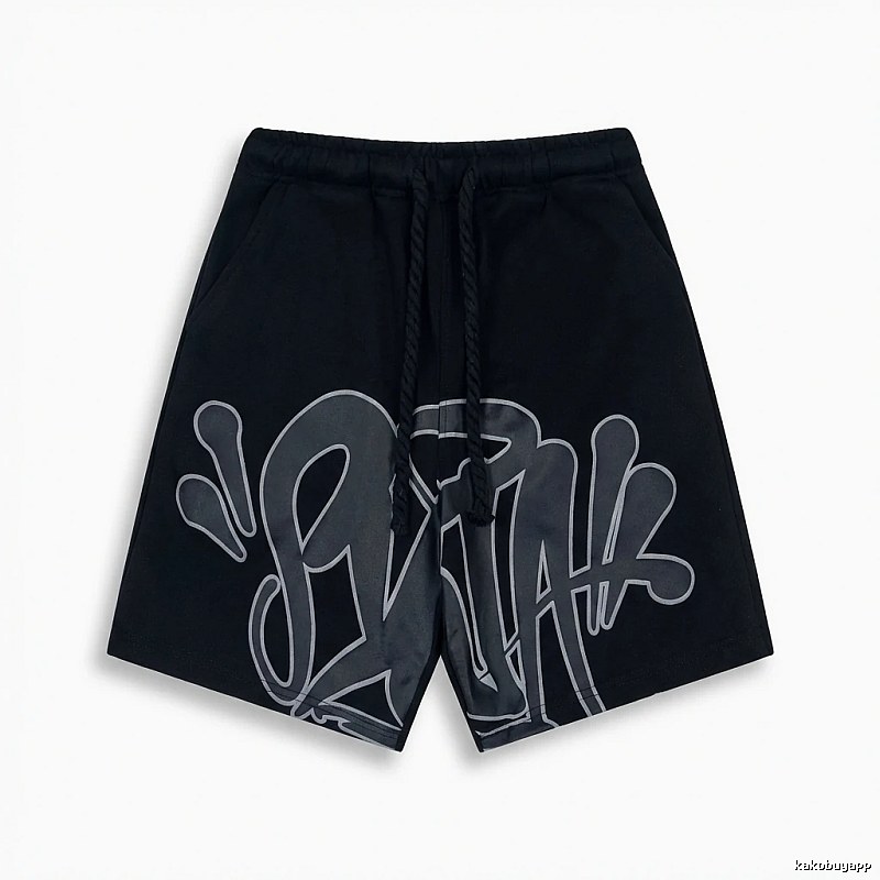SynaWorld Graffiti-style Black Shorts
